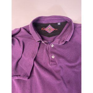 Robert Graham Men Polo Shirt Purple Short Sleeve XL